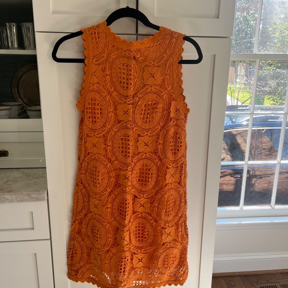 Mandarin Macrame Overlay Dress - Picture 2 of 5